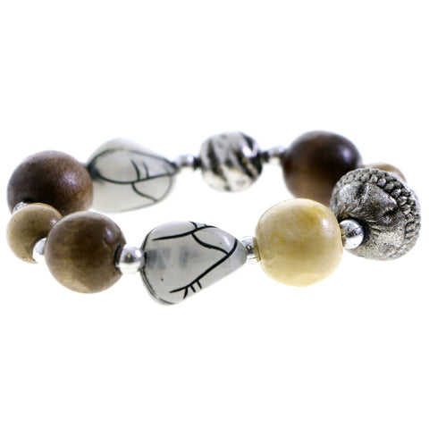 Mi Amore Stretch-Bracelet Brown/Silver-Tone