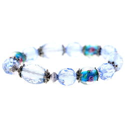 Mi Amore Flower Stretch-Bracelet Blue/Silver-Tone