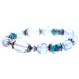 Mi Amore Flower Stretch-Bracelet Blue/Silver-Tone