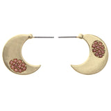 Mi Amore Cresent Moon Dangle-Earrings Gold-Tone/Pink