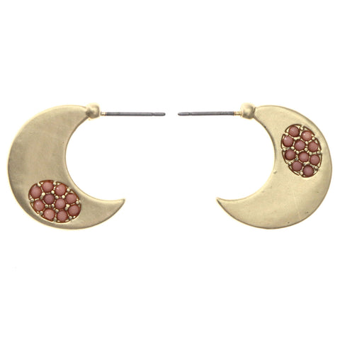 Mi Amore Cresent Moon Dangle-Earrings Gold-Tone/Pink