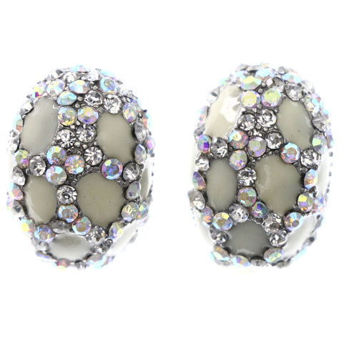 Mi Amore AB Finish Stud-Earrings White/Silver-Tone
