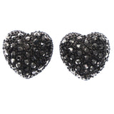 Mi Amore Heart Stud-Earrings Black/Silver-Tone