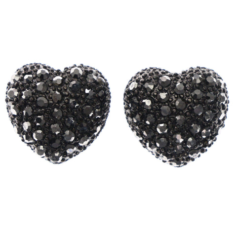 Mi Amore Heart Stud-Earrings Black/Silver-Tone