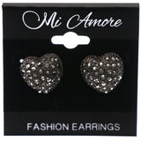 Mi Amore Heart Stud-Earrings Black/Silver-Tone