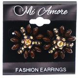 Mi Amore Flower Stud-Earrings Brown