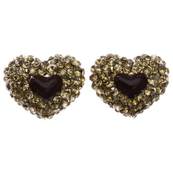 Mi Amore Heart Stud-Earrings Brown/Gold-Tone