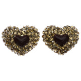 Mi Amore Heart Stud-Earrings Brown/Gold-Tone