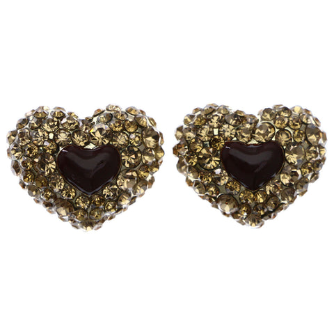 Mi Amore Heart Stud-Earrings Brown/Gold-Tone