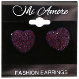 Mi Amore Heart Stud-Earrings Purple
