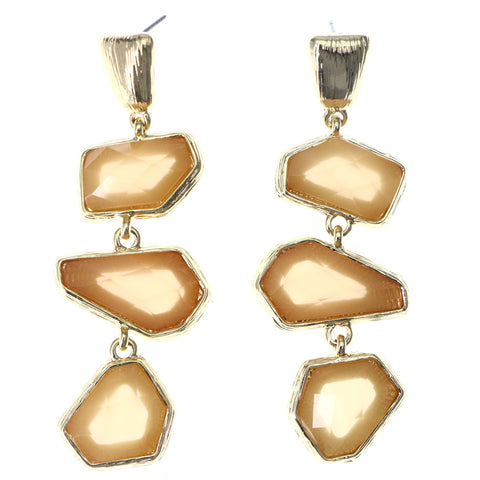 Mi Amore Drop-Dangle-Earrings Peach/Gold-Tone