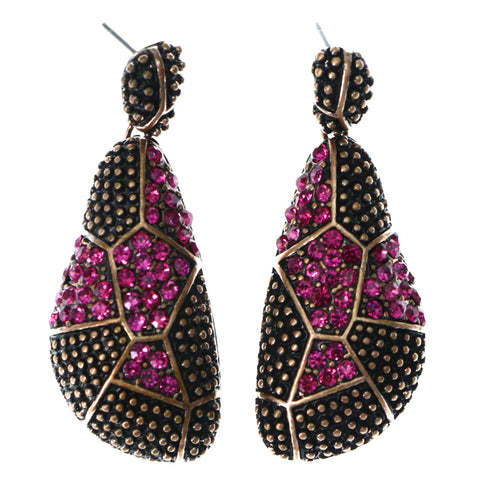 Mi Amore Antiqued Drop-Dangle-Earrings Bronze-Tone/Pink
