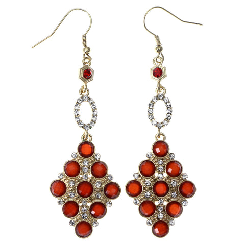 Mi Amore Dangle-Earrings Red/Gold-Tone