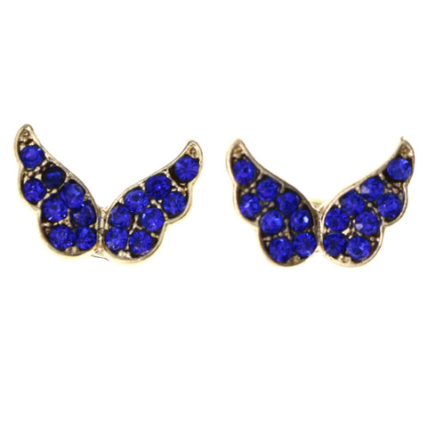 Mi Amore Angel Wings Stud-Earrings Blue/Gold-Tone