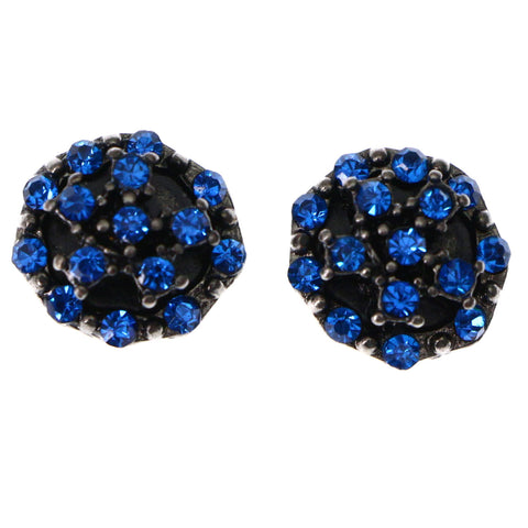 Mi Amore Flower Stud-Earrings Blue/Silver-Tone