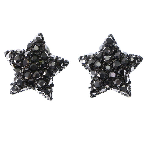 Mi Amore Star Stud-Earrings Black/Silver-Tone