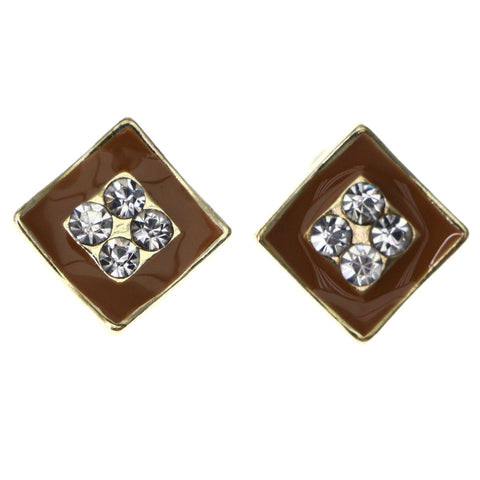 Mi Amore Stud-Earrings Brown/Gold-Tone