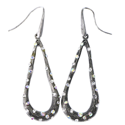 Mi Amore AB Finish Dangle-Earrings Silver-Tone