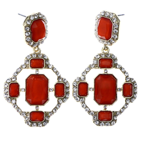 Mi Amore Drop-Dangle-Earrings Red/Gold-Tone