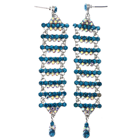 Mi Amore AB Finish Drop-Dangle-Earrings Blue/Silver-Tone