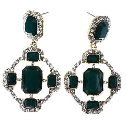 Mi Amore Drop-Dangle-Earrings Green/Silver-Tone