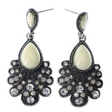 Mi Amore AB Finish Drop-Dangle-Earrings Silver-Tone/White