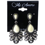 Mi Amore AB Finish Drop-Dangle-Earrings Silver-Tone/White