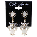 Mi Amore Drop-Dangle-Earrings White/Gold-Tone
