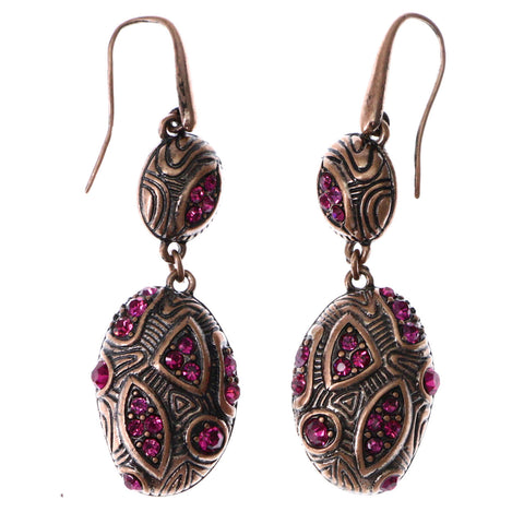 Mi Amore Dangle-Earrings Pink/Bronze-Tone
