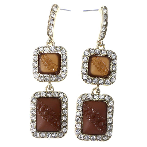 Mi Amore Drop-Dangle-Earrings Brown/Gold-Tone