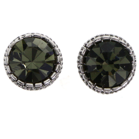Mi Amore Post-Earrings Green/Silver-Tone