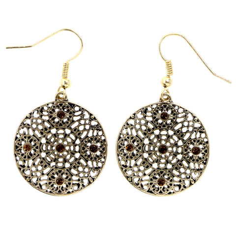 Mi Amore Flower Dangle-Earrings Gold-Tone/Orange