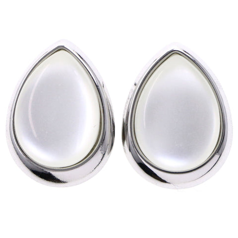 Mi Amore Post-Earrings White/Silver-Tone