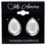 Mi Amore Post-Earrings White/Silver-Tone