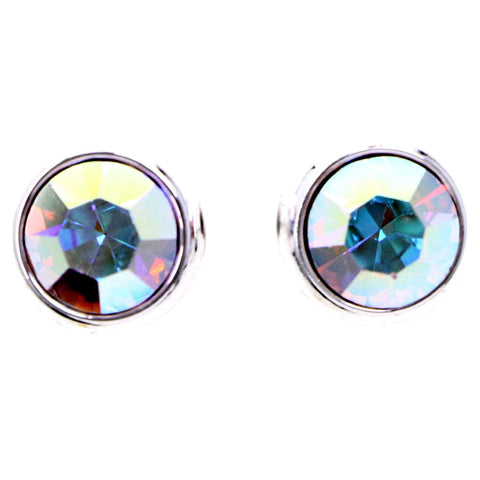 Mi Amore AB Finish Stud-Earrings Silver-Tone/Multicolor