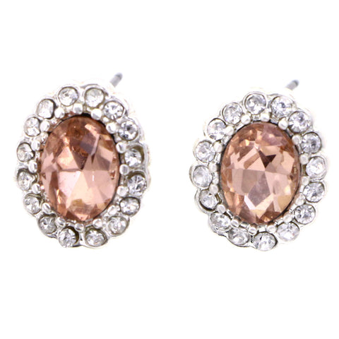 Mi Amore Post-Earrings Peach/Silver-Tone
