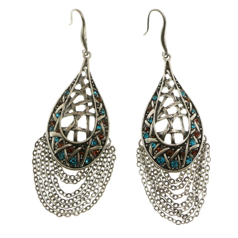 Mi Amore Dangle-Earrings Silver-Tone/Blue