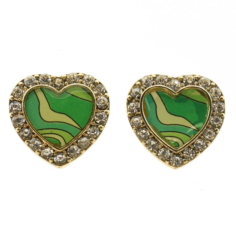 Mi Amore Heart Dangle-Earrings Gold-Tone/Green