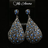 Mi Amore Crystal Accented Dangle-Earrings Dark-Silver/Blue