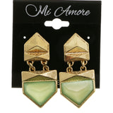 Mi Amore Acrylic Gem Dangle-Earrings Gold-Tone/Green