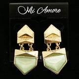 Mi Amore Acrylic Gem Dangle-Earrings Gold-Tone/Green
