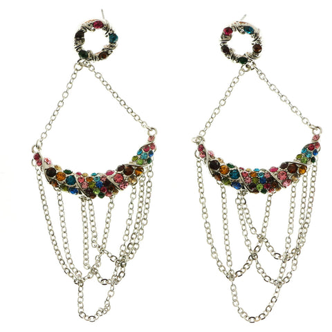 Mi Amore Crystal Chandelier-Earrings Silver-Tone/Multicolor