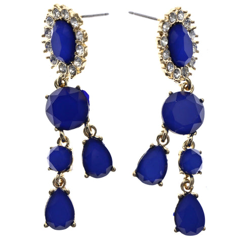 Mi Amore Drop-Dangle-Earrings Blue/Gold-Tone