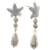 Mi Amore Nauitical Starfish Drop-Dangle-Earrings White & Gold-Tone