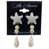 Mi Amore Nauitical Starfish Drop-Dangle-Earrings White & Gold-Tone