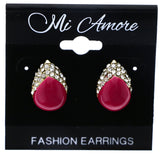 Mi Amore Teardrop Stud-Earrings Pink/Gold-Tone