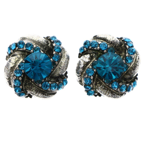 Mi Amore Knot Stud-Earrings Blue/Silver-Tone