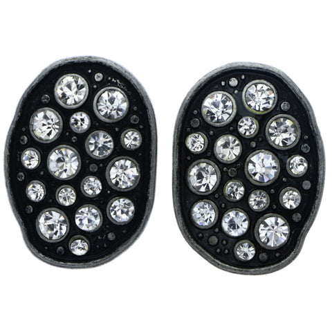 Mi Amore Antiqued Stud-Earrings Silver-Tone/Black