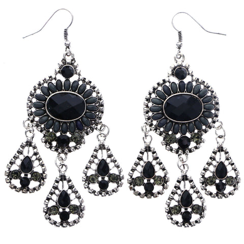 Mi Amore Dangle-Earrings Black/Silver-Tone