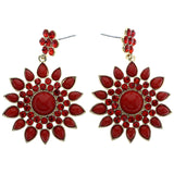 Mi Amore Flower Drop-Dangle-Earrings Red/Gold-Tone